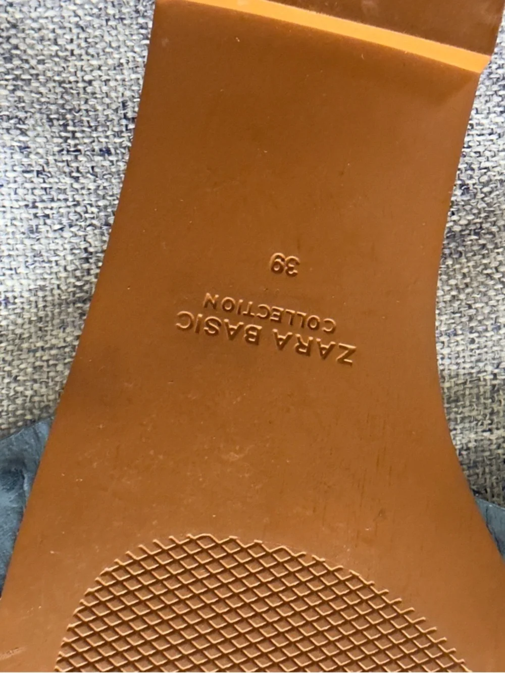 Zara Blue Textured Slide Sandals - Picture 4 of 4